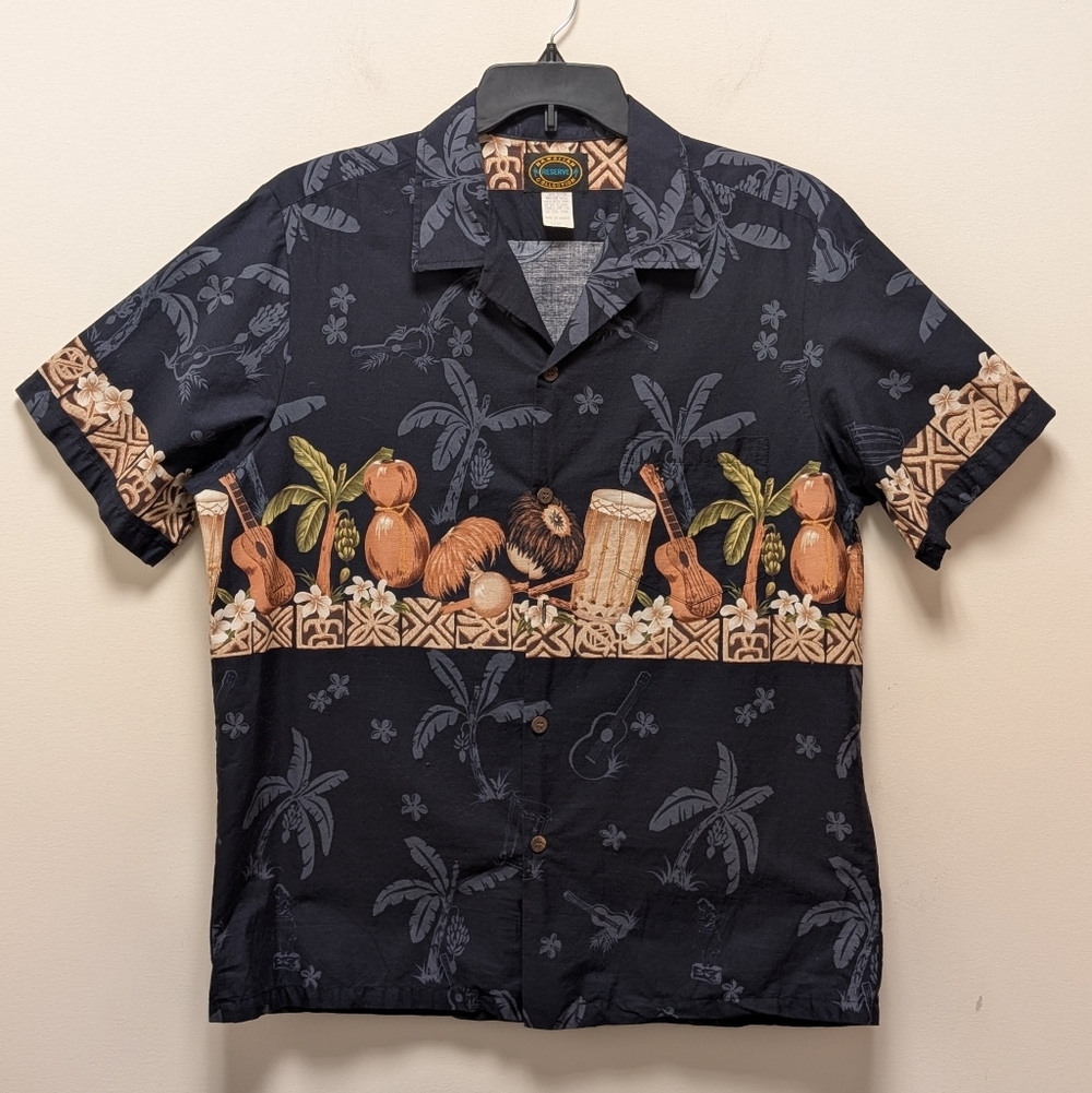 Vintage Made in Hawaii Aloha Shirt Reserve Collection Ukulele Tiki L - Picture 8 of 8